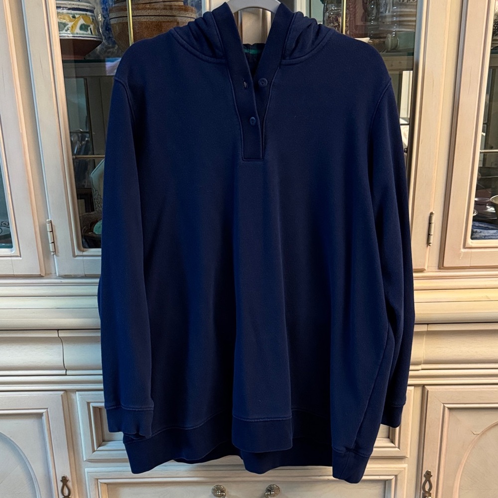 Lands End Navy Blue Serious Sweats Hoodie